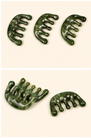 Peigne en jade vert naturel poli, 5 dents arrondies, manche ergonomique arqué, masseur capillaire pour massage de la tête, vente en gros fabricant