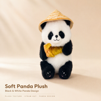Peluche Panda en coton PP brodée, poupée animale 100% polyester à poils courts pour enfants, anti-stress et compagnon de sommeil