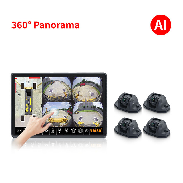 12.1 Inch 3D 360° Panoramic Monitoring Stitching System 1080P Camera Touch Screen DVR Universal for Trucks Bus 360 Surround View