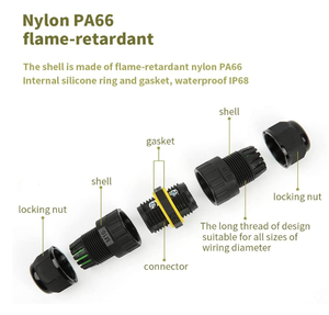 Conector de EW-M16 resistente al agua IP68, resistente al agua, macho, de empuje, tornillo automotriz, negro fijo - Product Image 3