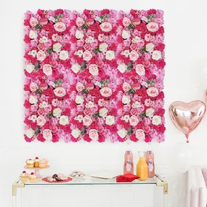 6 Pack 24*16 Inch Fleure De Decoration Mariage Artificial Silk Rose Flowers Backdrop Wall Panel For Wedding Party Birthday Home