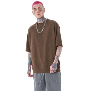 T-shirt surdimensionné personnalisé en coton épais 100 % pour homme, col montant, qualité supérieure, coupe ample et structurée, modèle vierge de luxe - Product Image 2