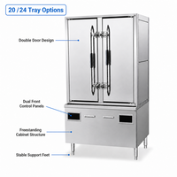 Armoire de cuisson à vapeur électromagnétique professionnelle à double porte pour riz, 20-24 plateaux, 380V