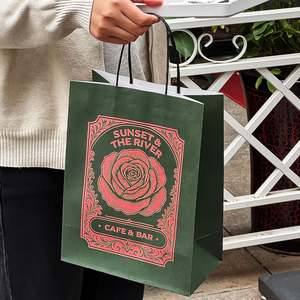 Custom Printed Logo Eco-Friendly Biodegradable Handle Bag Coffee Food Takeout Kraft Paper Shopping Bags Packaging - Product Image 4