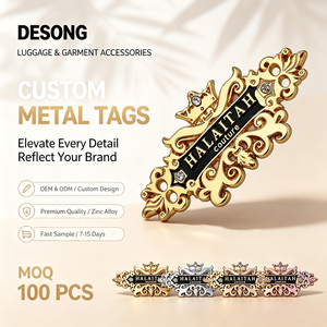 จี้โลโก้โลหะสีทองลายนูนหลากหลายรูปทรงและดีไซน์สำหรับป้ายเสื้อผ้า - Product Image 1