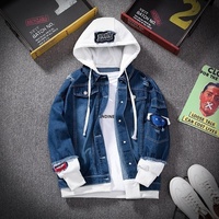 Blouson en Jean à Capuche OEM/ODM pour Homme, Manteau Jean Hip Hop Rétro, Veste Bomber Décontractée Streetwear, Survêtement à Capuche