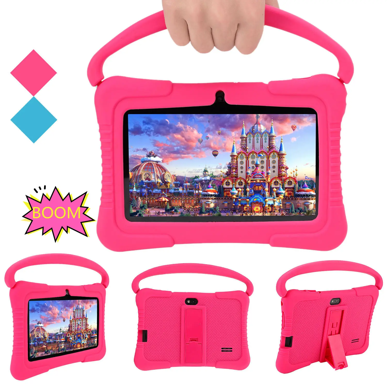 7'' inch kids tablet pc with 2G RAM Android 12 OS silicon rubber protect case kids tablets