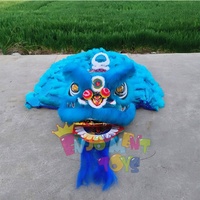 Costume de danse de lion de mascotte de festival traditionnel chinois fait à la main Costume de Performance de deux personnes ton bleu