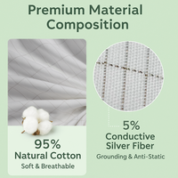 Feuille de mise à la terre blanche |   Literie de mise à la terre 95 % coton + 5 % fibres d'argent, tailles Twin/Full/Queen/King, pour un confort de sommeil naturel