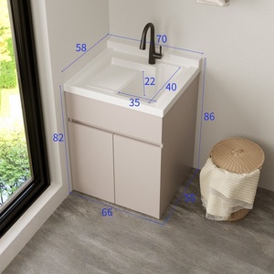 Mueble de lavabo para balcón, combinación para apartamento pequeño, mueble para lavadora, lavabo integrado, mueble de baño - Product Image 2