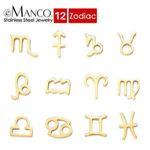 EManco - Dijes de Acero Inoxidable 316L con <span class=keywords><strong>Signos</strong></span> del Zodiaco y Números, Colgantes para Collares y Pulseras, Chapados en Oro de 14K, para Fiestas, Dropshipping - Product Image 1