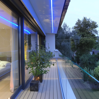 Système de balustrade en verre sans cadre avec éclairage LED moderne, profilé en U en aluminium pour balcon et escalier, verre trempé transparent