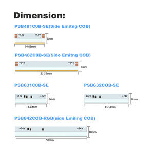 Tira de LED COB de Vista Lateral de 630 LED/m, 24 V CC, RGB, Sin Puntos, Iluminación Uniforme para Proyectos Lineales - Product Image 4