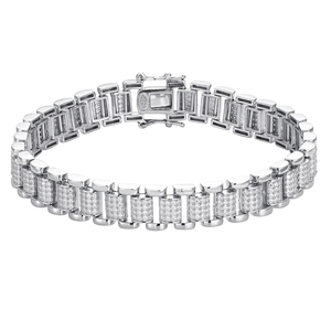 S925 Silver D Color VVS Rhodium Plated Brilliant Cut 3/4/5mm Moissanite <b>Tennis</b> <b>Bracelet</b> Iced Hip Hop Style <b>Men</b> Women Party - Product Image 4