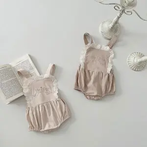 Baby spring clothes embroidered lace suspenders one-piece girls' baby girls' suspenders triangle rompers newborn clothes