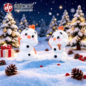 Figurines de bonhomme de neige mignonnes, mini décorations de noël pour salon, utilisation en intérieur, finition brillante, style dessin animé D2229 - Product Image 1