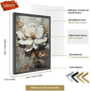 UNIART Peinture à l'Huile Florale Originale au Couteau, Tableaux Blancs sur Toile, Art Mural, Images Décoratives pour la Maison, Art sur Porcelaine - Product Image 3