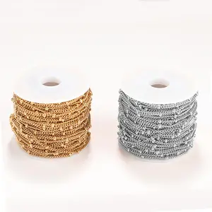 Fashion Satellite Chain Stainless Steel Jewelry Accessories Bracelet Necklace 18K Gold Plated Curb Bead Chain
