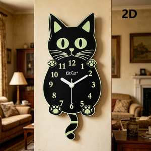 <span class=keywords><strong>Horloge</strong></span> murale en forme de chat noir lumineux 2D de 10 pouces - <span class=keywords><strong>Horloge</strong></span> à piles pour les chambres d'enfants ou les chambres à coucher - Product Image 4