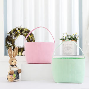 التطريز شخصية عطلة المنزل الحلي الاطفال Seersucker الأزياء مخطط حلوى عيد الفصح سلة الأرنب سلال - Product Image 2