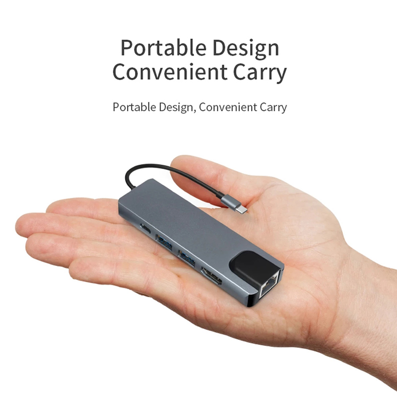 Hub usb tipo c 5 in 1, hub hdtv 4k usb c para gigabit ethernet rj45 lan adaptador para mac kitap pro yıldırım 3 USB-C