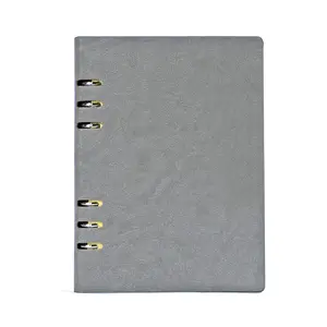 6 holes custom grey transparent pvc refill paper personal organiser planner double ring binder a5 loose leaf notebook