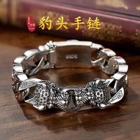 Nouveau bracelet à double tête de léopard tissé en queue de cheval léopard de style hip-hop, bracelet vintage fait main, accessoire tendance