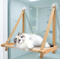 Lit pour chat en bois moderne, pliable, écologique et peu encombrant, avec hamac de fenêtre à ventouse et perchoir de fenêtre pour chat à ventouse