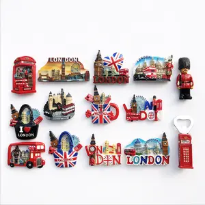 Warna-warni London markah tanah budaya pemandangan wisata Dekorasi peringatan hadiah kerajinan Magnet kulkas magnetik