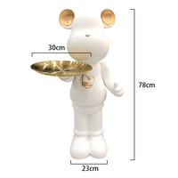 Plateau en résine en forme d'ours, grande taille, vente en gros, sculpture animale, tirelire, cadeau décoratif pour la maison, ours violent de 78 cm, plateau de sculpture en briques