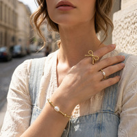 Bracelet F362 tendance bohème avec perles d'eau douce, plaqué or, en cuivre et perles mélangées, bracelet empilable, cadeau pour femmes