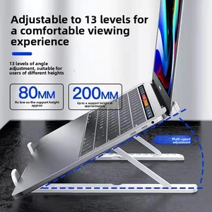 Supporto Pieghevole <span class=keywords><strong>Portatile</strong></span> per Laptop e Notebook, Regolabile in Altezza, Dissipazione del Calore, Supporto per <span class=keywords><strong>Tablet</strong></span> con Porta Telefono - Product Image 2