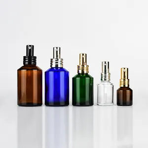 사용자 정의 로고 개인 스킨 케어 15g 30g 항아리 15ml 30ml 50ml 60ml 100ml 120ml 200ml 투명 앰버 블루 그린 비스듬한 유리병 세트