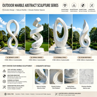 Sculpture abstraite en marbre naturel pour l'extérieur, art moderne, décoration de jardin, statue en pierre personnalisable pour hôtel, villa, parc, paysage