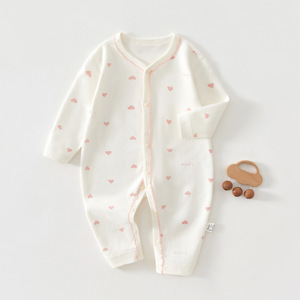 Combinaison bébé à manches longues en coton, unisexe, pour nouveau-né, printemps automne, couche de base avec étiquette tricotée - Product Image 1
