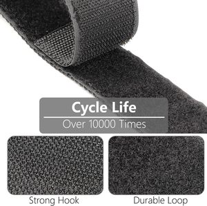 売れ筋ブラックポータブルナイロンウェビングストラップキャリーハンドルヘビーデューティ再使用可能両面粘着フックループ収納システム - Product Image 3