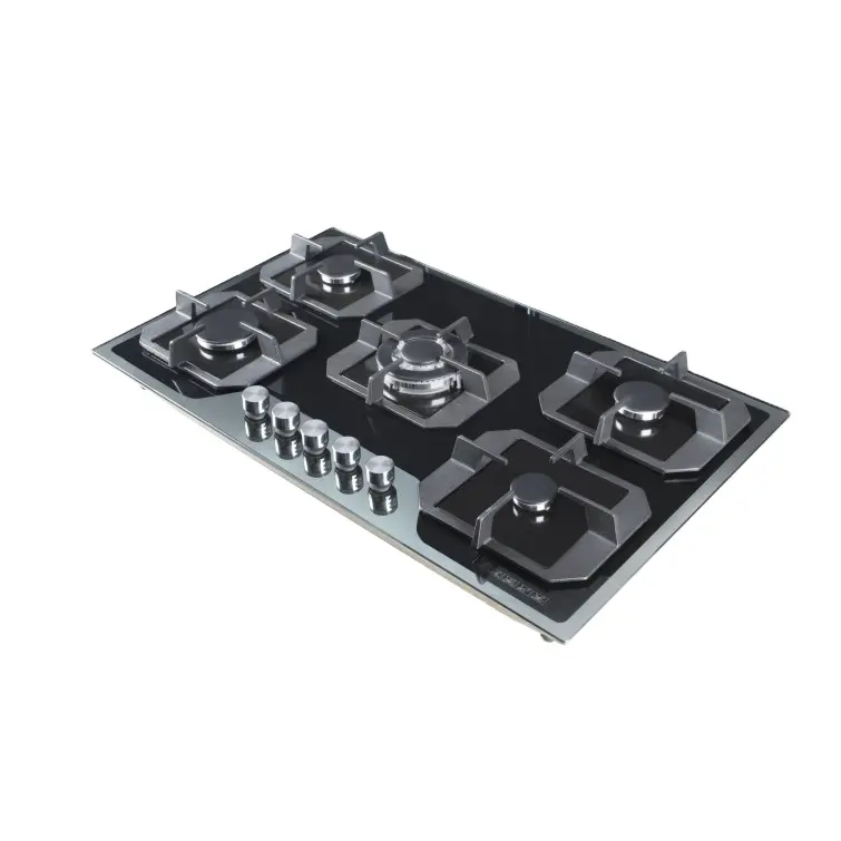 Best Prise! 5 Sabaf Burner with Save Guard Built-in Gas Stove/gas Hob Battery OEM Tempered Glass Household Free Spare Parts