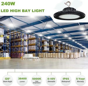 UL DLC จดทะเบียน480V UFO LED 240W IP65ที่แขวน0-10V หรี่แสงได้1000W hid/hps เปลี่ยนสาย5ft สำหรับไฟเบย์5ft ต่ำ - Product Image 6