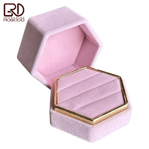 ROGOOD Scatola Esagonale in Velluto per Gioielli 73*63*53mm Verde/Marrone/Bianco/Rosa/Beige/Rosso/Nero/Blu/Grigio per Anelli/Orecchini P1710 - Product Image 4