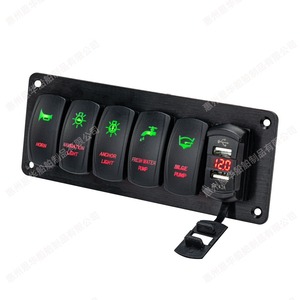 Boat <b>Switch</b> Panel 12-24V Digital Voltage Gauge Dual <b>USB</b> Charging Ports For Marine Use - Product Image 5