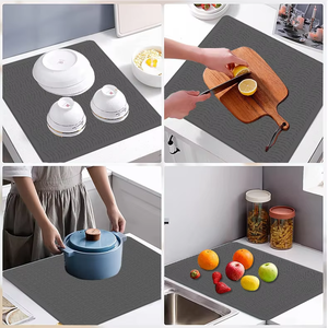 Customized Logo Silicone Heat Table <b>Mat</b> Pad Dish <b>Drying</b> <b>Mat</b> For <b>Kitchen</b> - Product Image 4
