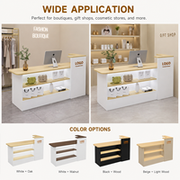 Comptoir d'accueil minimaliste à étagères ouvertes, éco-responsable, couleur personnalisable pour studio de formation et salon de beauté