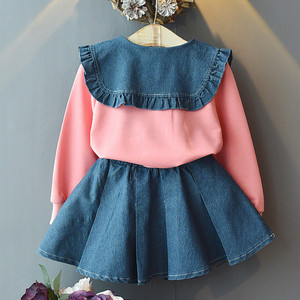 Conjunto de 2 Piezas de Vestido de Mezclilla de Manga Larga para Bebés, Listo para Usar, con Lazo, como Producto Nuevo, Compra en Línea - Product Image 2