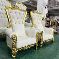 Chaises de trône royales dorées à haut dossier pour enfants, luxe, roi et reine, canapé de mariage pour hôtel