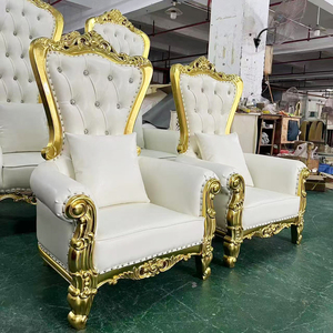 Chaises de trône royales dorées à haut dossier pour enfants, luxe, roi et reine, canapé de mariage pour hôtel - Product Image 3