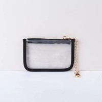 Nouvelle mode 2024, porte-monnaie miniature transparent en PVC imperméable avec fermeture éclair, motif bonbon, petit format, avec porte-clés, unisexe