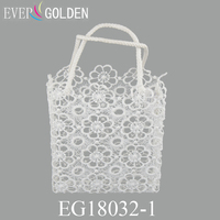 Panier carré en polyester tissé avec dentelle pour demoiselle d'honneur, 17x8x20 cm, avec doubles poignées, article cadeau pour enfants, référence EG18032-1, best-seller