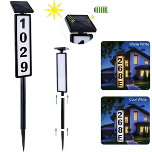 Letreros Solares para Direcciones, Números de Casa para Exteriores, Recargables, LED, Iluminados - Product Image 4