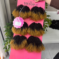 Ensemble de mèches de cheveux afro prêtes à être expédiées, cheveux humains mélangés à des extensions synthétiques, 16 pouces, prix d'usine