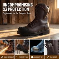Zapatos de Seguridad Industriales Tácticos para Hombre, de Cuero Vacuno de Grano Completo, Aceitados, Transpirables, de Caña Alta, Personalizados al por Mayor